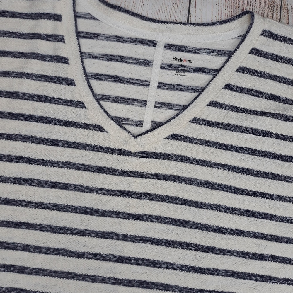 STYLE & Co Striped Sweatshirt Top - Picture 2 of 5